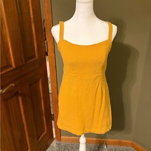 Free People Mustard Yellow Square-Neck Mini Dress